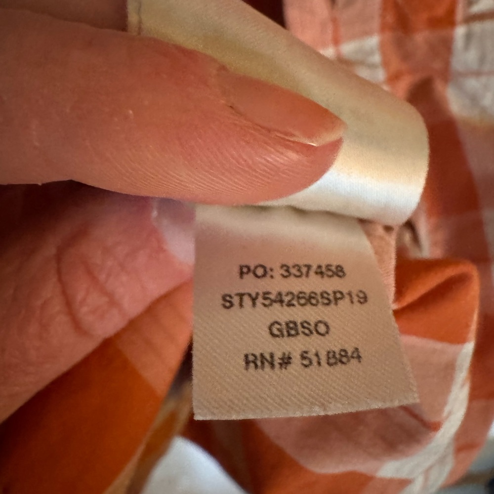Patagonia Orange and White Plaid Short-Sleeve Button-Down Shirt - Picture 7 of 10